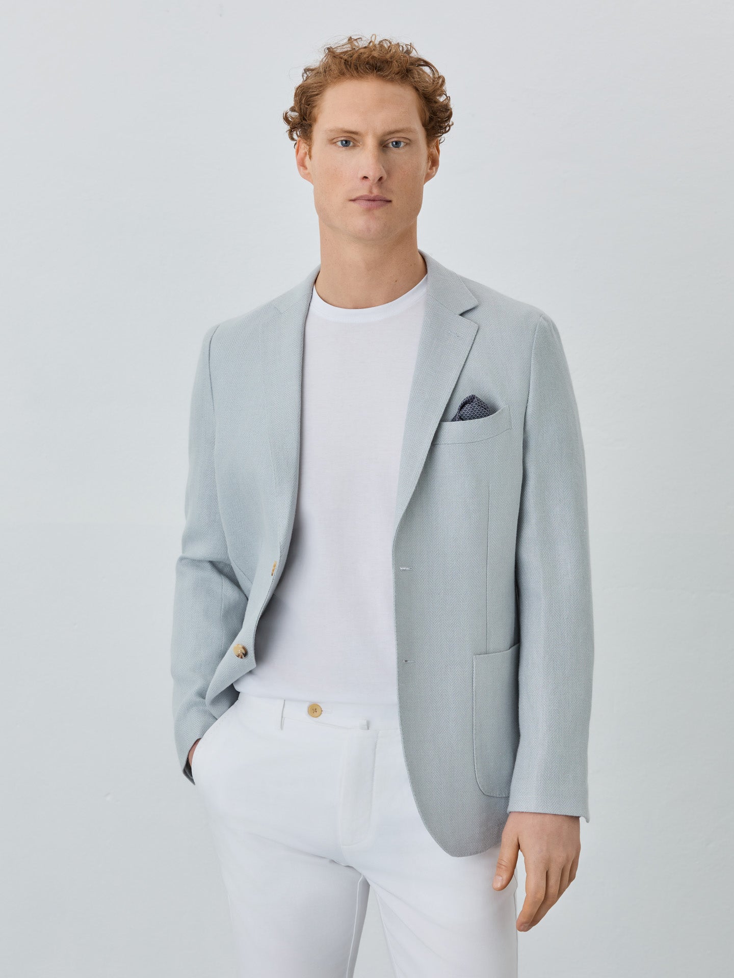 White Round Neck T Shirt With Blazer Bottle Green Party Wear