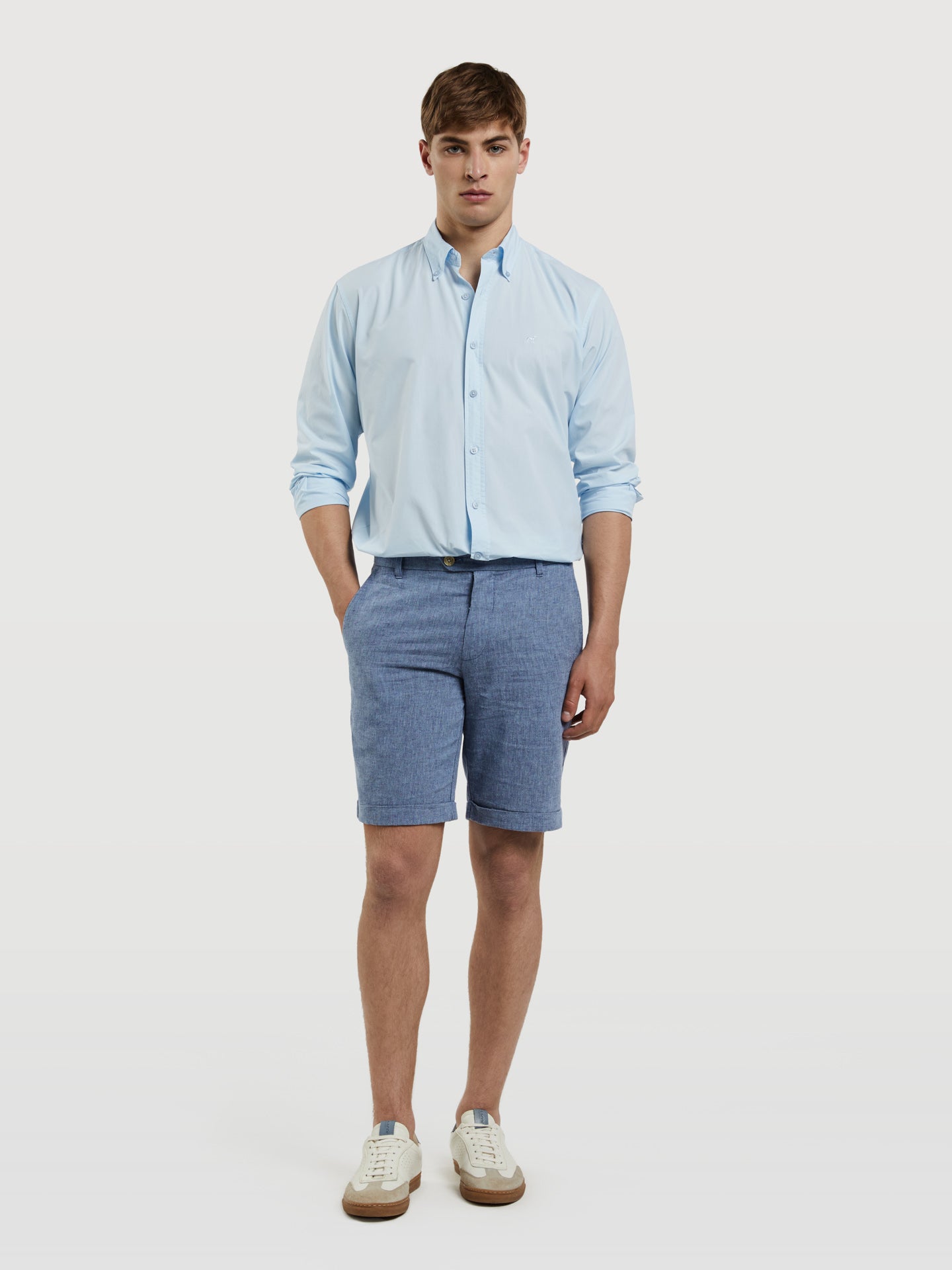 Bermuda de mistura linho Slim Fit