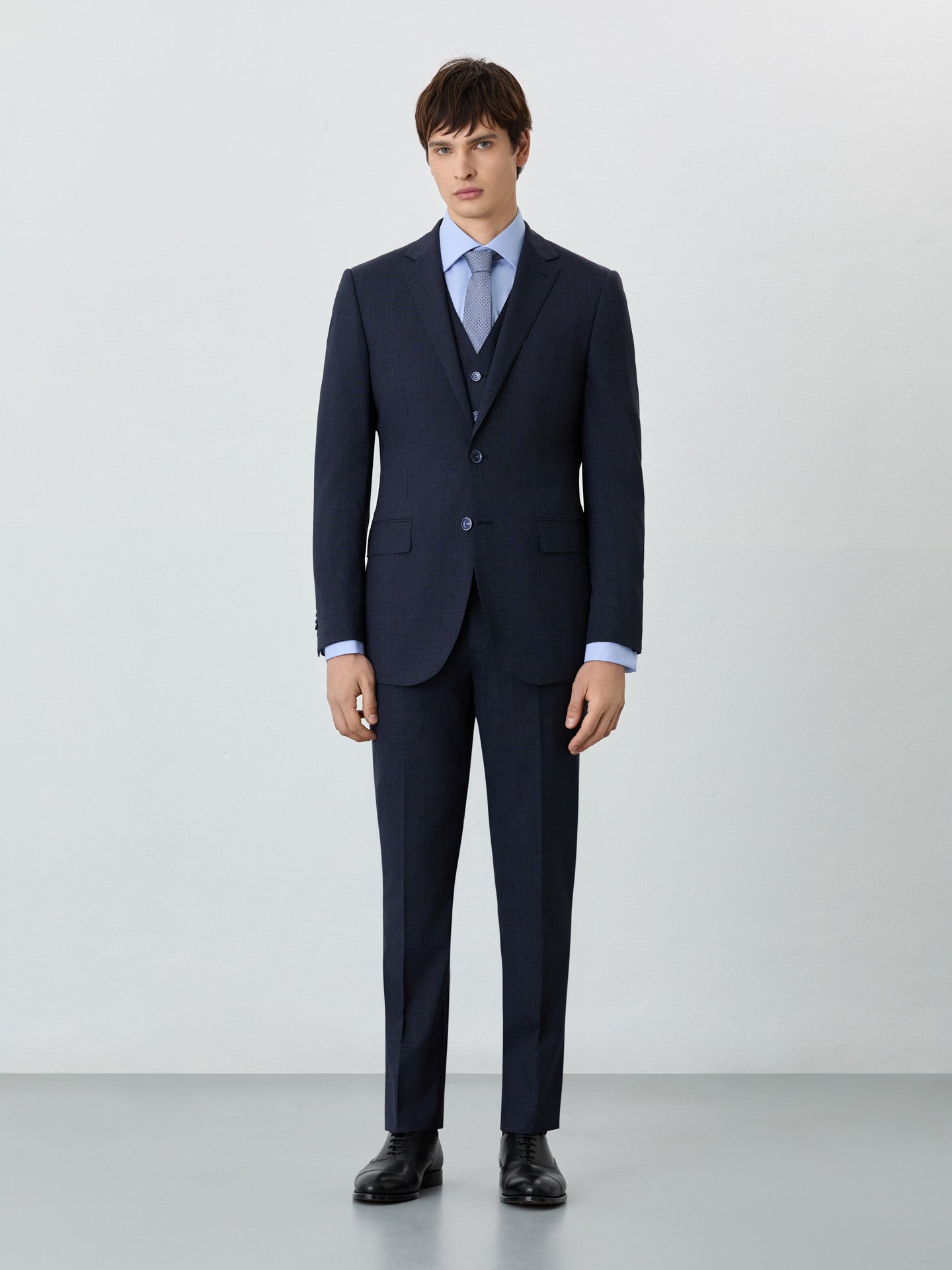 Slim Fit Prince Of Wales Pieces Suit In Wool-elastane Blend